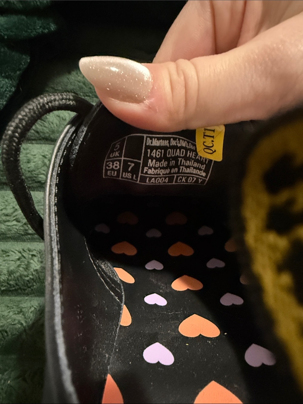 Dr. Martens Women’s Black Leather Heart Oxford Shoes - Pink Heart Detail - Picture 6 of 6